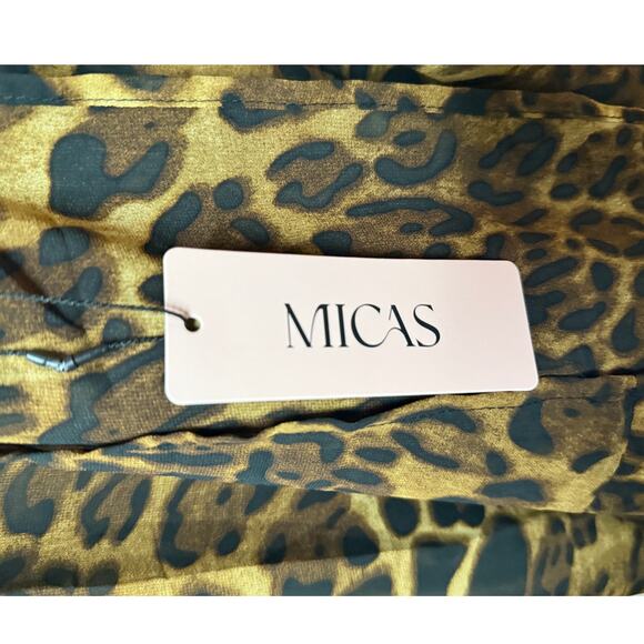 MICAS Leopard Print Sheer Draped Maxi Dress Brown Women’s Size M - Picture 9 of 11